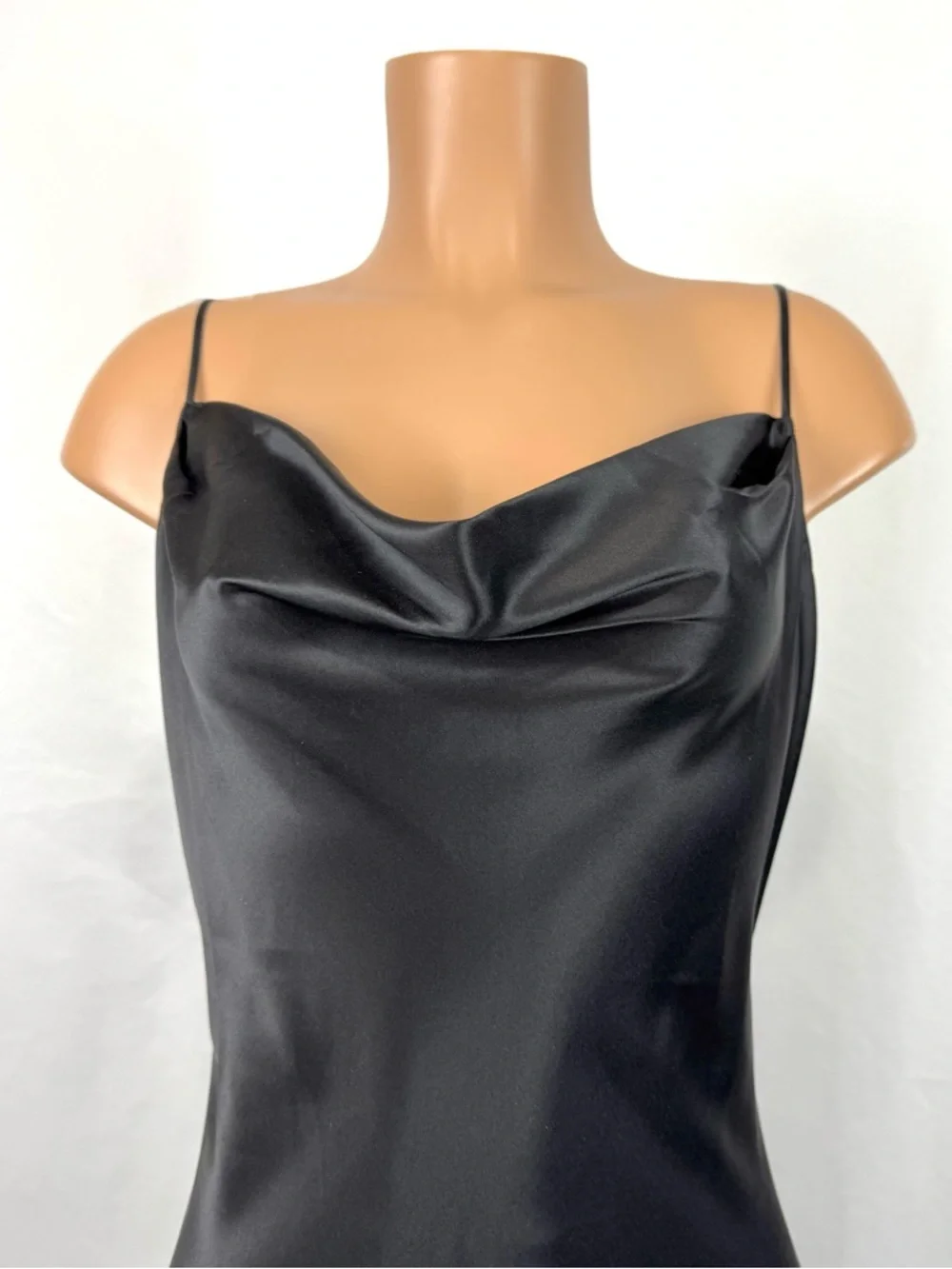 Y2K Victoria's Secret Silk Black Draped Bias Cut Vintage Maxi Gown Slip Dress L